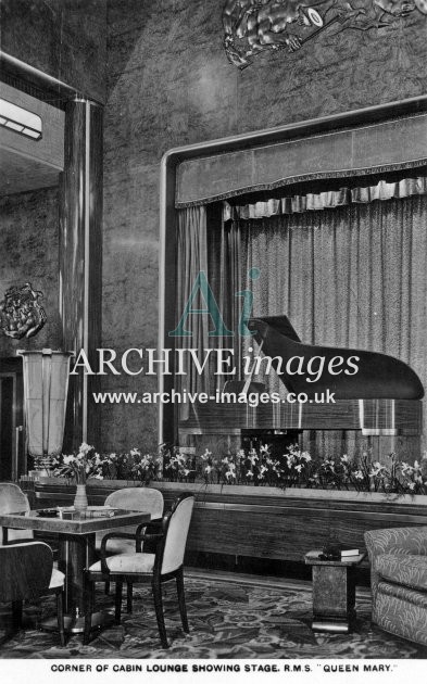 RMS Queen Mary, cabin lounge & stage