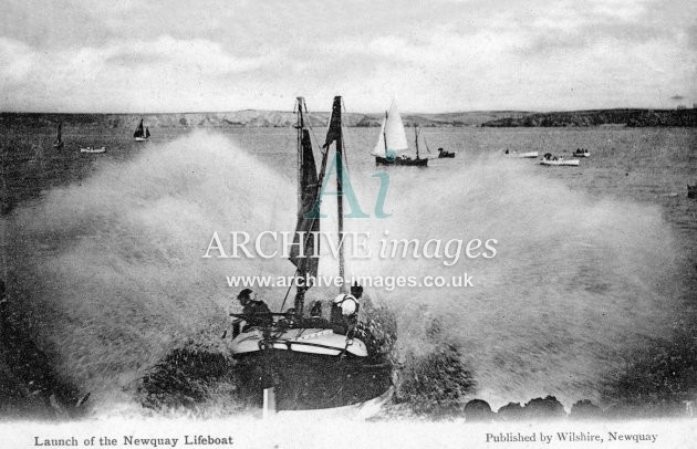 Newquay lifeboat launch c1905