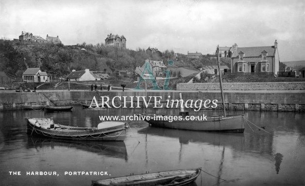 Portpatrick harbour, lifeboat & steam launch Margaret c1910