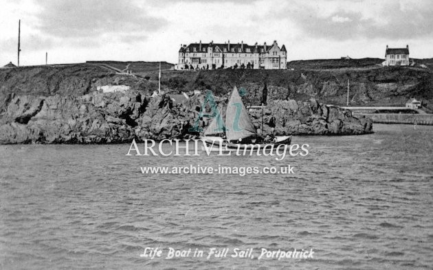 Portpatrick lifeboat, in full sail c1908