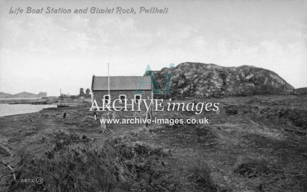 Pwllheli, Lifeboat House & Gimlet Rock c1908