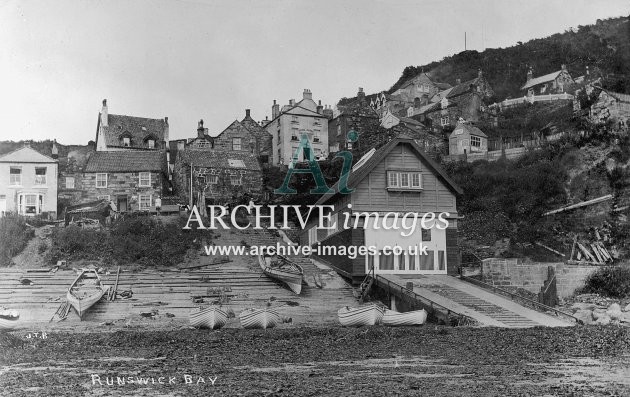 Runswick Bay & lifeboat house c1910