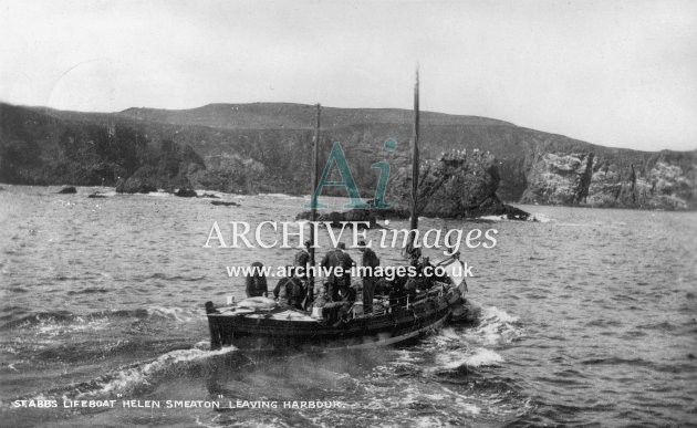 St Abbs lifeboat Helen Smeaton leaving harbour c1925