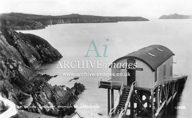 St Davids, lifeboat house, St Justinians c1925