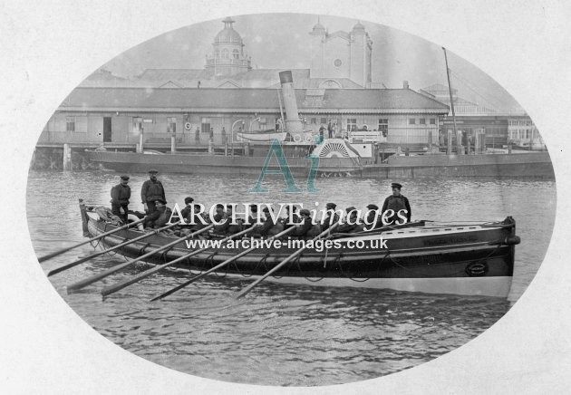 Weymouth lifeboat & crew in harbour c1905