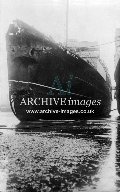 Damaged paddle steamer The Queen, Dover c1907