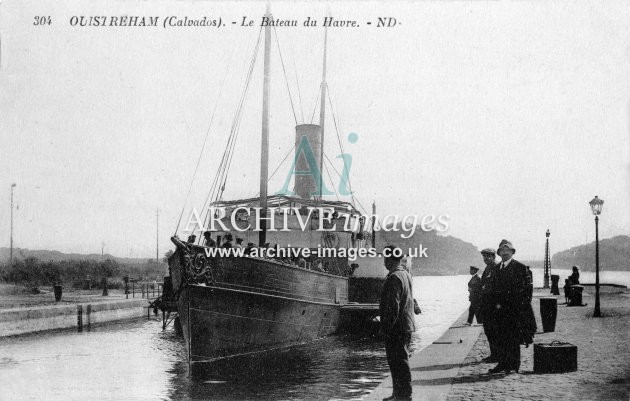 Ouistreham, Calvados, paddle steamer c1908