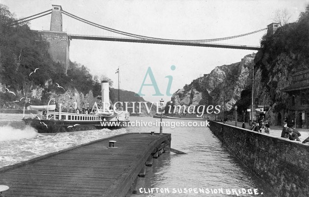 PS Westward Ho, P & A Campbell, Clifton suspension bridge & Hotwells pier c1908