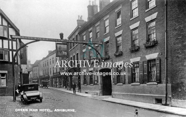 Ashbourne, Green Man Hotel & St John St c1925