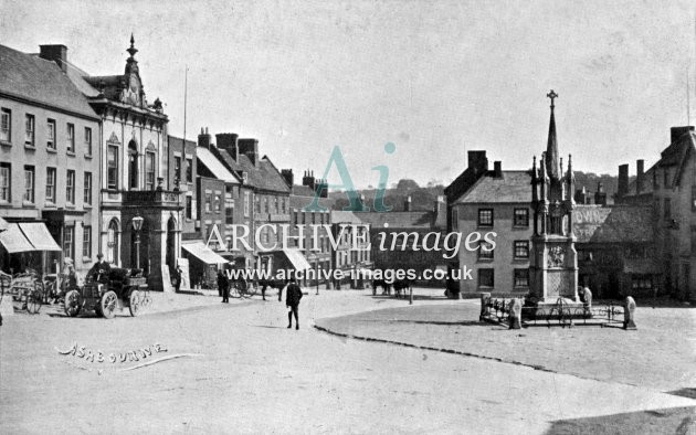 Ashbourne, Market Place & early motor car c1910
