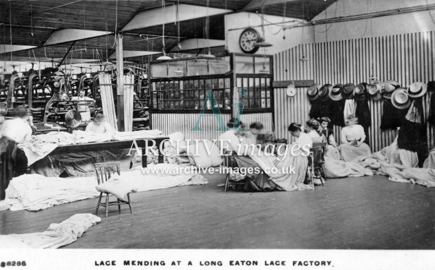 Long Eaton, lace factory, lace mending c1910