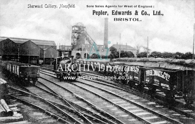 Mansfield, Sherwood colliery, Pepler Edwards Bristol ad