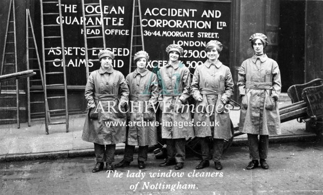 Nottingham, lady window cleaners A c1926