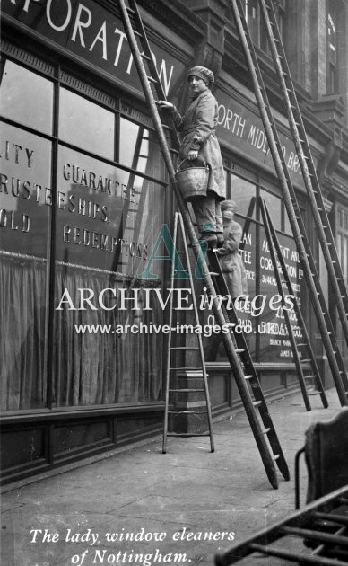 Nottingham, lady window cleaners B c1926