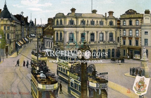 Walsall, The Bridge & trams c1908