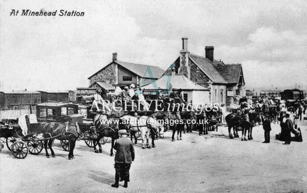 Minehead station forecourt & Exmoor coaches c1905