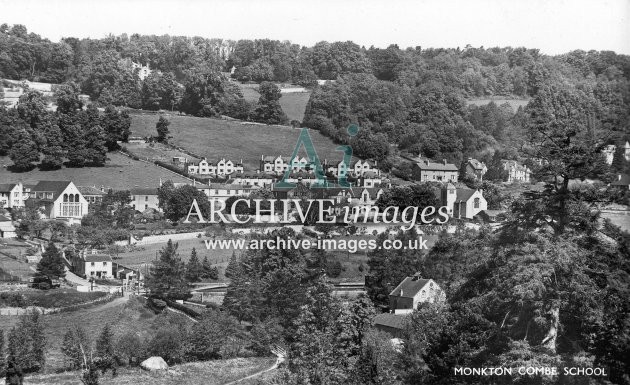 Monkton Combe, showing railway level crossing & station c1950