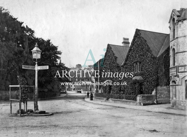 Radstock, road junction & railway level crossing c1895