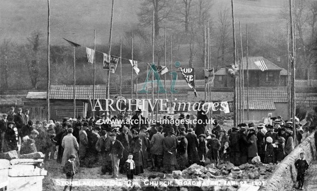 Roadwater station & Bible Christian Chapel stone laying 28.1.1907