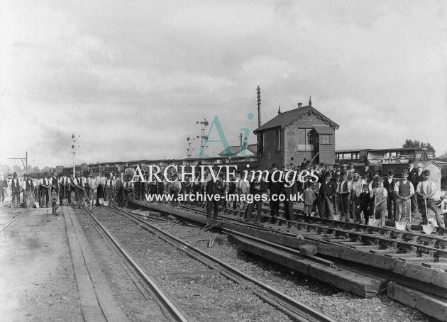 Taunton, GWR track gang taking out baulk road c1900