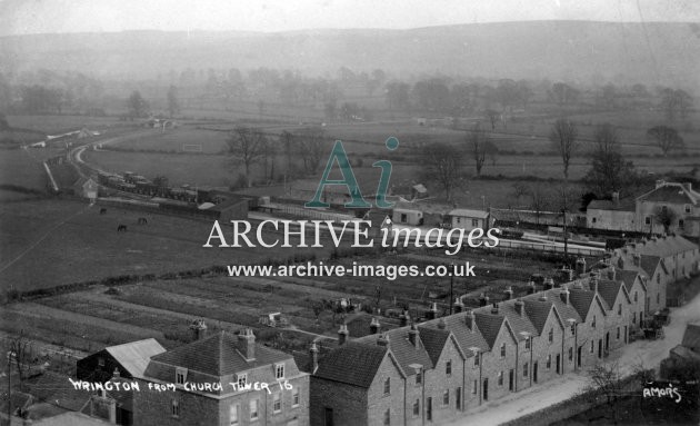 Wrington station from church tower c1910