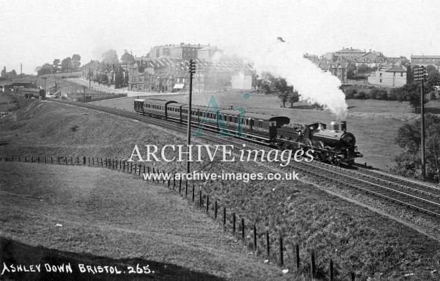 Ashley Hill Station, Ashley Down, GWR 2-4-0 & train c1906