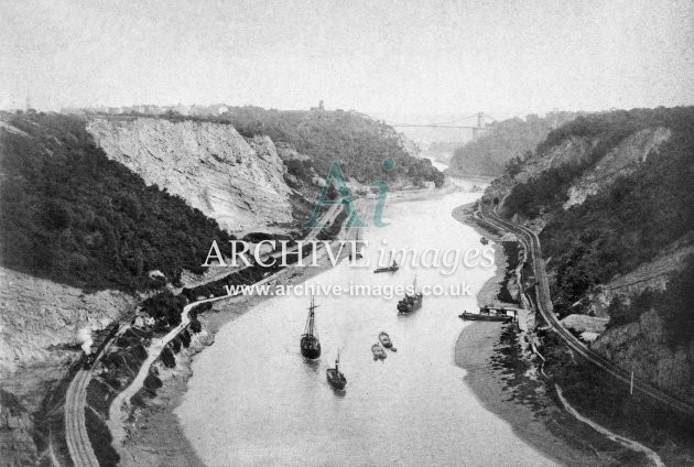 Avon Gorge, shipping & Hotwells train c1877