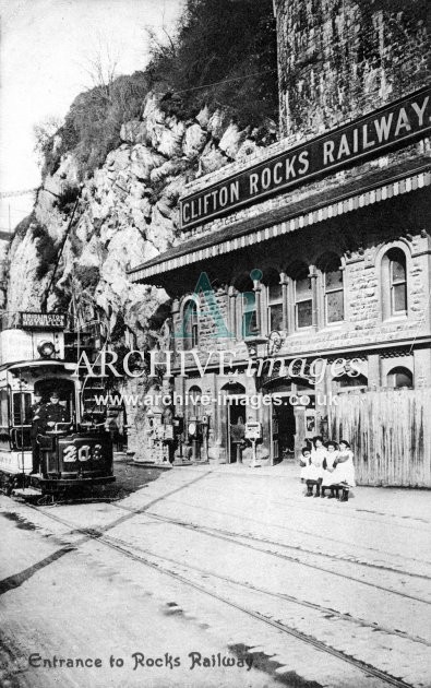 Clifton Rocks Cliff Railway & Bristol Electric Tramcar No 209 c1908