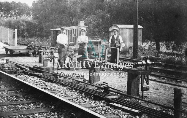 Adlestrop, blacksmiths working on new signal box 1906