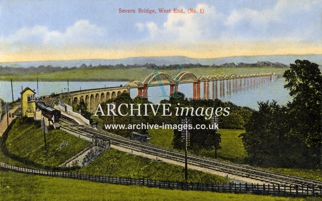 Severn Bridge station & railway bridge c1910