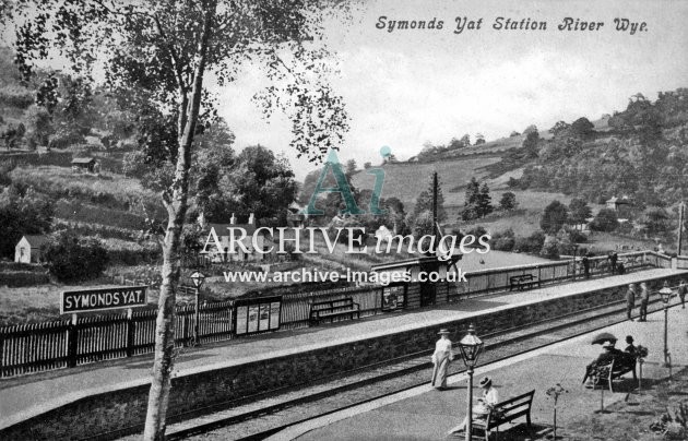 Symonds Yat station, Up platform & River Wye c1905