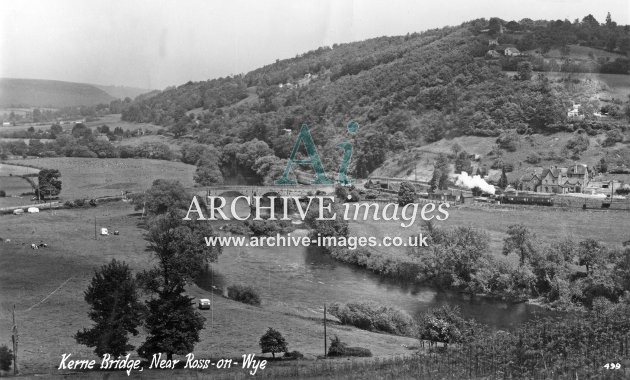 Kerne Bridge & station, Monmouth auto train departing c1948