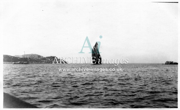 Scilly isles 1912 Sailing vessel Mount Carmel en route to Cardiff off Round Island CMc