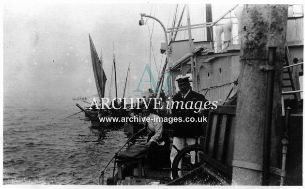 Scilly isles St Agnes Plympton wreck 14 Aug 1909 NC and Capt Brady before sinking CMc