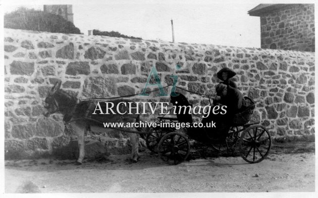 Scilly isles St martins donkey cart N and Mr Chick 1912 CMc