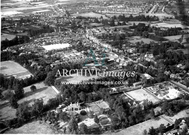 Hertfordshire Hoddesdon High Street and New Council Offices from the air 1935 CMc