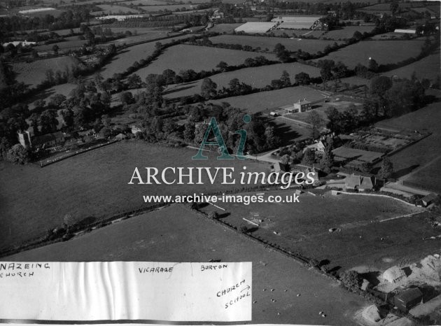 Essex Nazeing village church and school from the air 1935 CMc