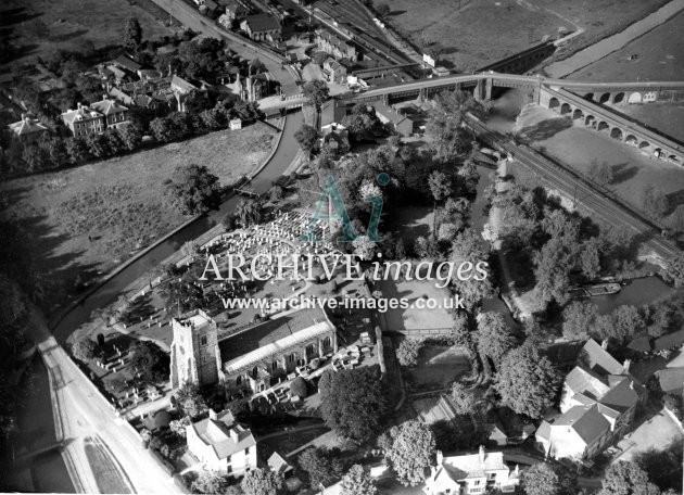 Hertfordshire Broxbourne church and vicarage from the air 1935 CMc