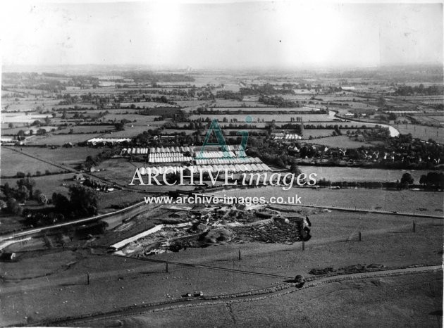 Hertfordshire Broxbourne co-op nurseries and gravel pit from the air 1935 CMc