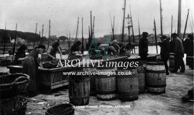 Down ardglass herring curing station Fishing Industry c1910 CMc