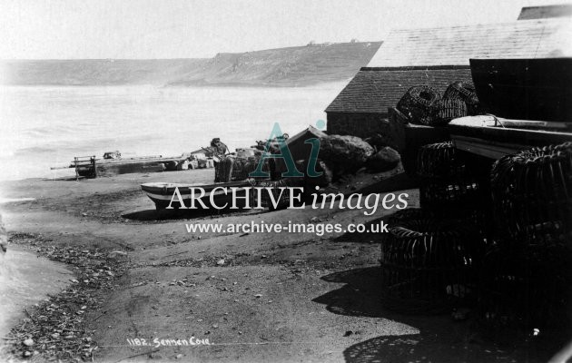 Cornwall Sennan Cove fishing boats c1915-20 CMc