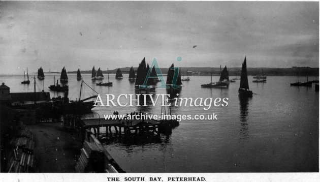 Aberdeenshire South Bay Peterhead fishing boats c1905 CMc