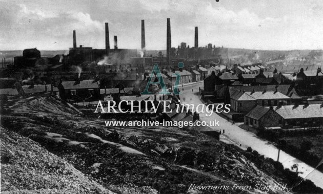 Lanarkshire Newmains from Slag Hill with ironworks c1906 CMc