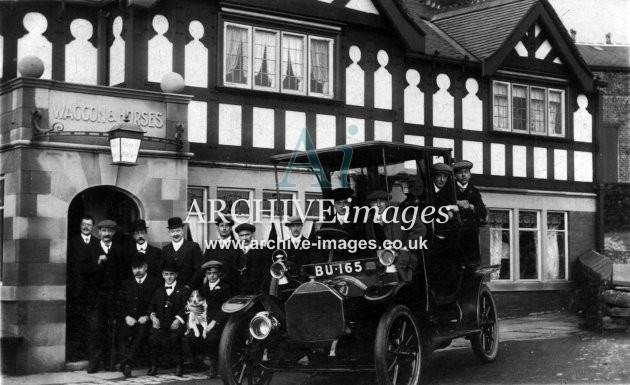 Motoring Birmingham Taxi outside Waggon and Horses pub probably Worcestershire c1912 CMc