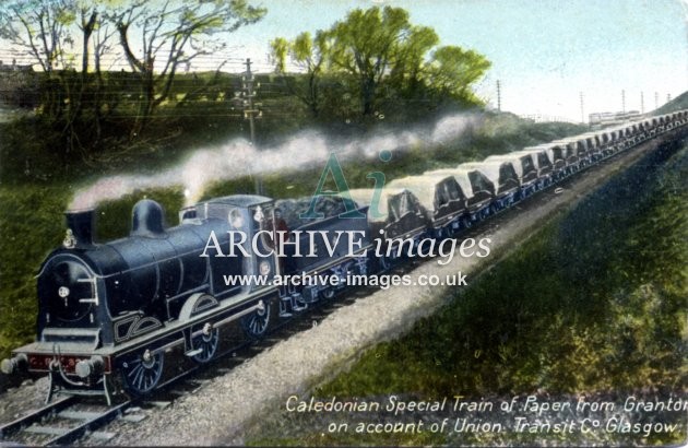 Railway Caledonian Railway paper train Granton Edinburgh official postcard CMc