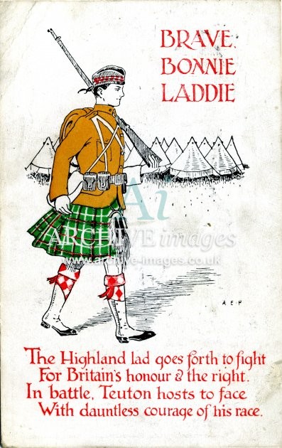 World War One comic Brave Highland Lad postcard CMc