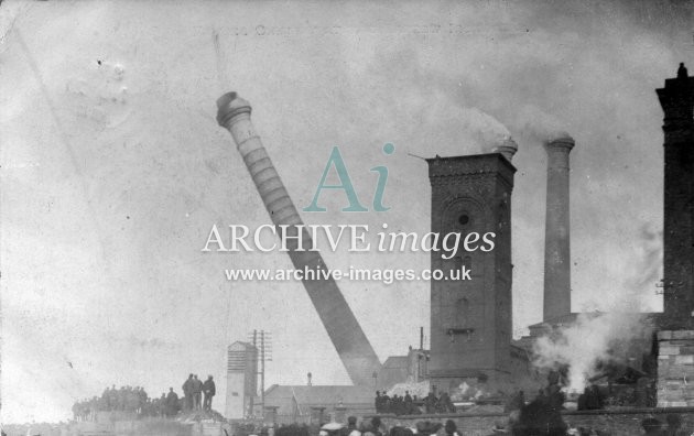 Cumbria Barrow in Furness steelworks chimney coming down 1906 CMc