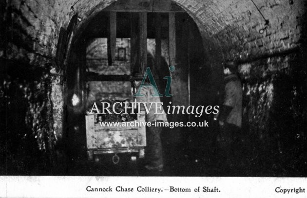 Staffordshire Mining Cannock Chase colliery bottom of shaft c1905 Cmc