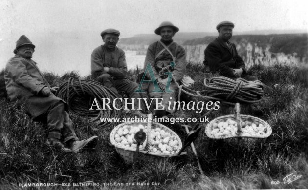Yorkshire Flamborough Egg Gathering on cliffs c1925 CMc