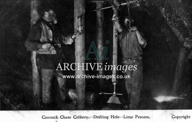 Staffordshire Mining Cannock Chase colliery drilling holes lime process c1905 CMc